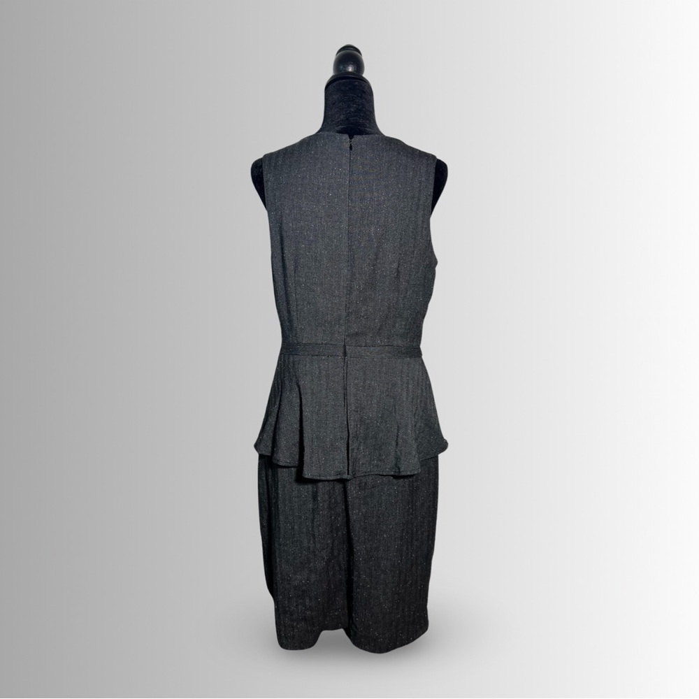 Banana Republic Factory Black & Gray Sleeveless Dropped Ruffle Waist Dress, Sz 8 - Picture 4 of 7